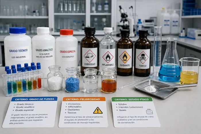 Cómo se clasifican los reactivos de laboratorio
